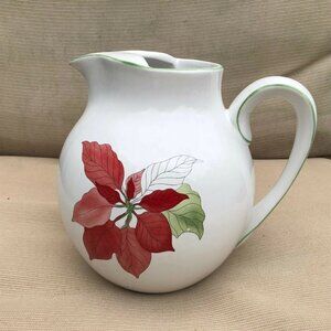 BLOCK Mary Lou Goertzen POINSETTIA PITCHER WATERCOLORS PORTUGAL HOLIDAY